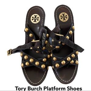 EUC Tory Burch Platform Brown w Studs